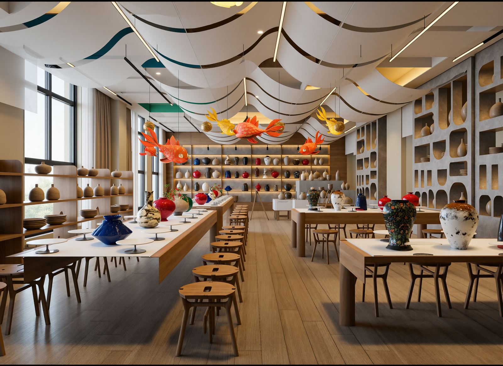 现代陶瓷展厅3D模型下载【ID:1215154781】