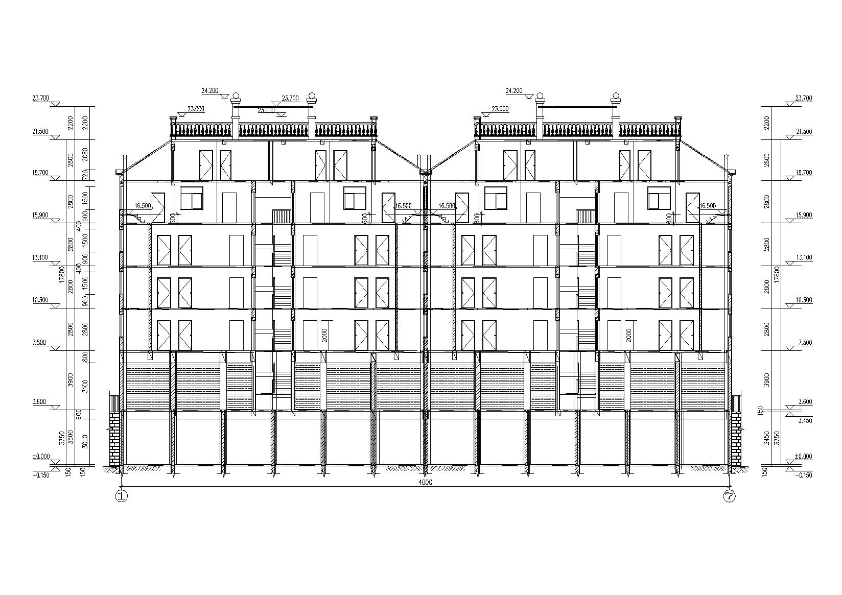 多层坡屋顶砖混阁楼底商住宅楼建筑施工图cad施工图下载【ID:165393131】