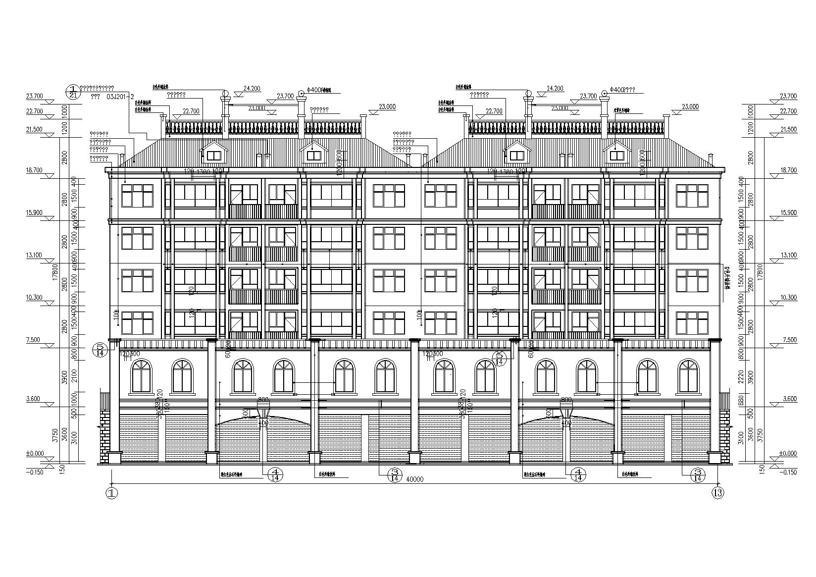 多层坡屋顶砖混阁楼底商住宅楼建筑施工图cad施工图下载【ID:165393131】