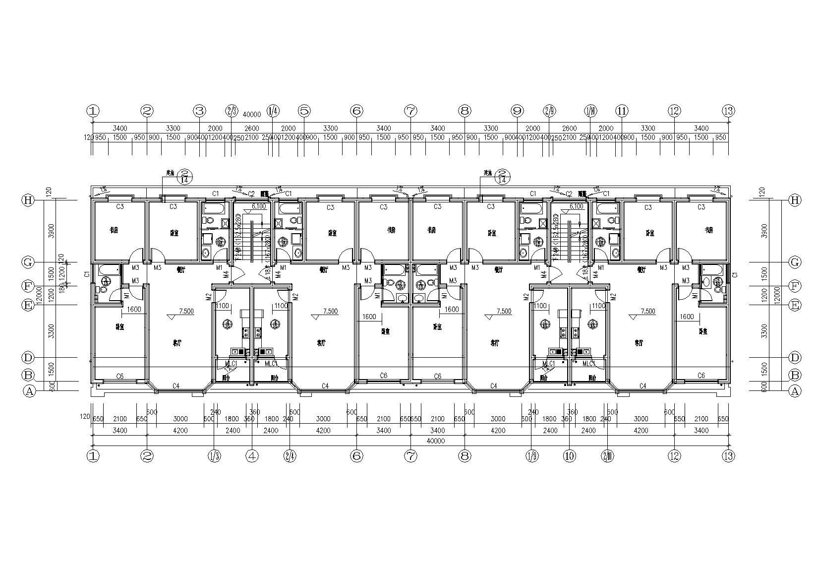 多层坡屋顶砖混阁楼底商住宅楼建筑施工图cad施工图下载【ID:165393131】