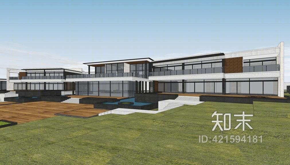 现代售楼处建筑SU模型下载【ID:421594181】