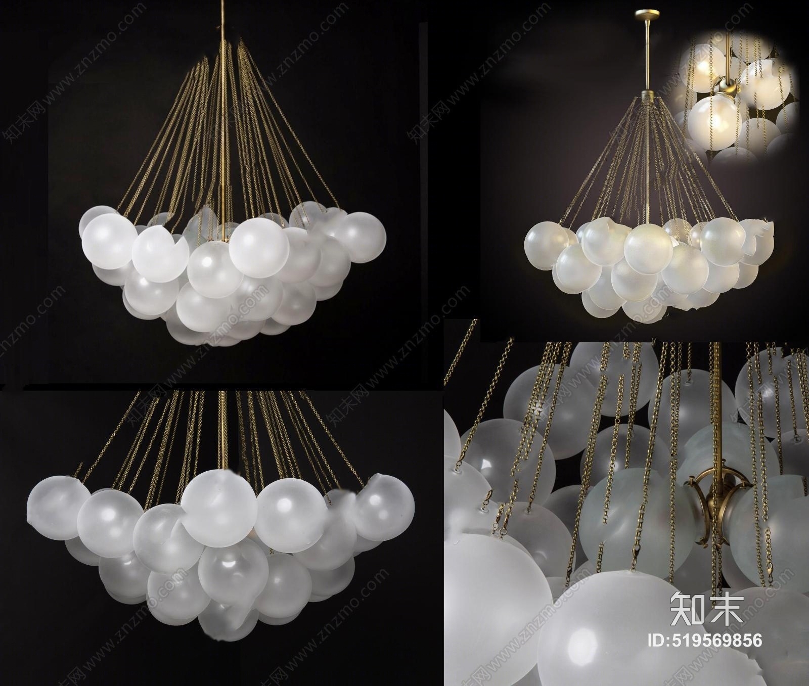 现代装饰气球吊灯3D模型下载【ID:519569856】