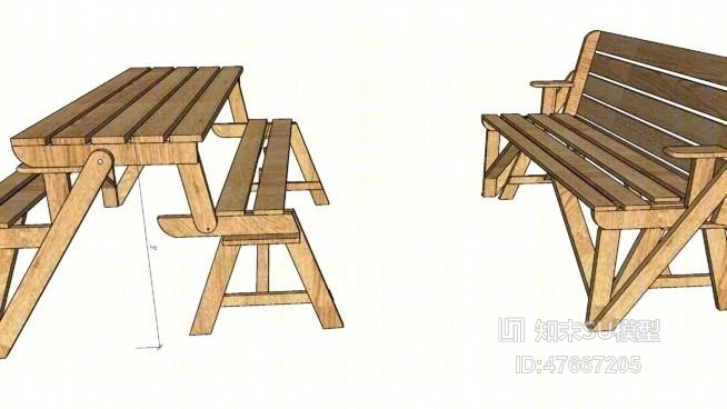 餐桌椅组合SU模型下载【ID:47667205】