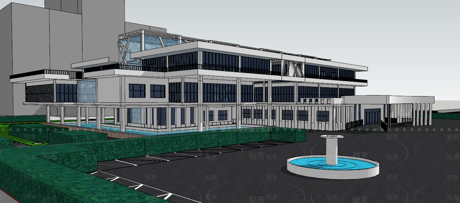 图书馆室外SU模型下载【ID:533365100】