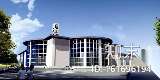 某现代时尚汽车展厅装修施工图（含效果模型）cad施工图下载【ID:161696194】
