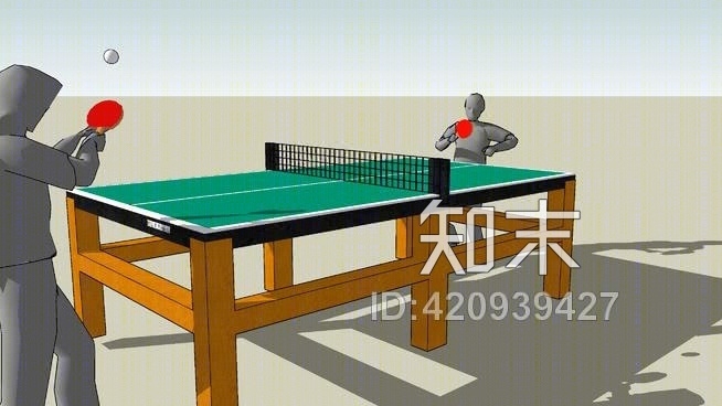 两个人打乒乓球SU模型下载【ID:420939427】