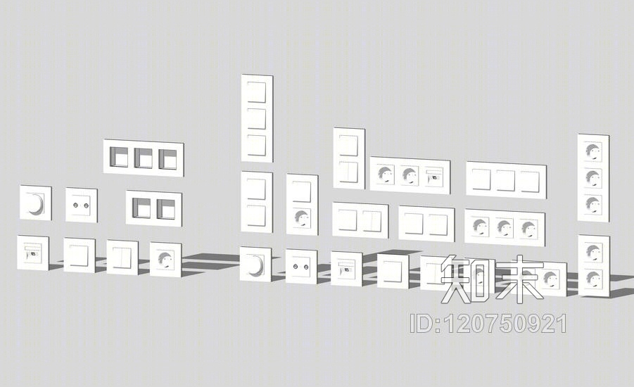 开关面板组合SU模型下载【ID:120750921】