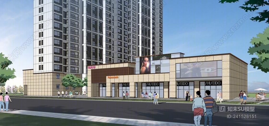 现代高层公寓+住宅SU模型下载【ID:241528151】