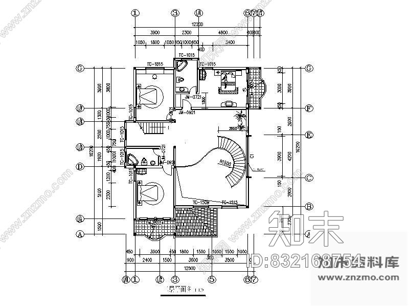 图块/节点某别墅平面图cad施工图下载【ID:832168754】