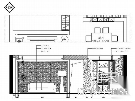 [绍兴]高档小区雅致现代三居室装修图（含效果）cad施工图下载【ID:167449135】