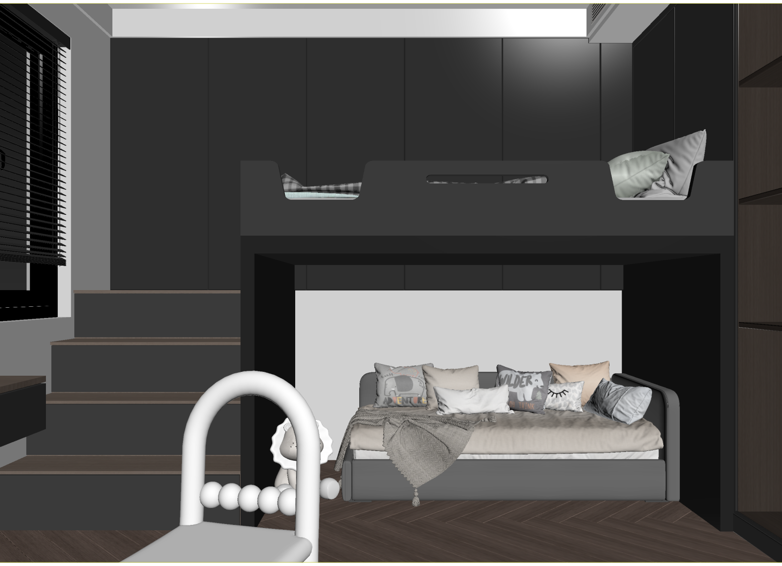 现代通用儿童房3D模型下载【ID:1215081341】