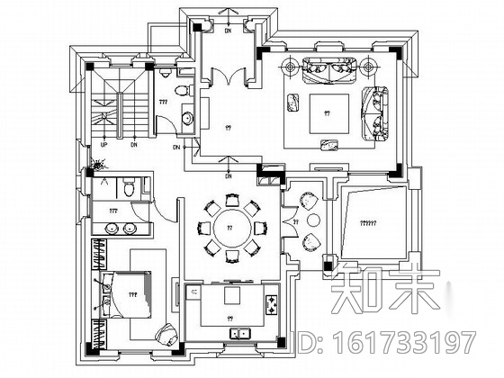 [无锡]名师现代古典风格双层别墅施工图（含效果）cad施工图下载【ID:161733197】