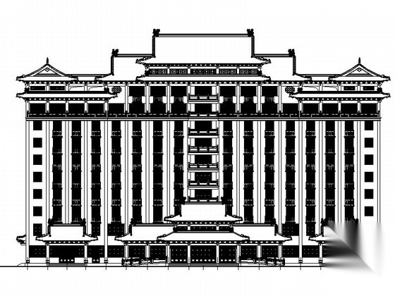 [广东]11层传统古典风格接待中心建筑施工图cad施工图下载【ID:167247140】