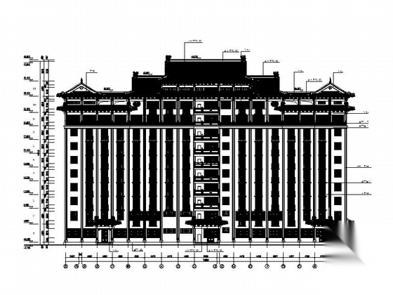 [广东]11层传统古典风格接待中心建筑施工图cad施工图下载【ID:167247140】