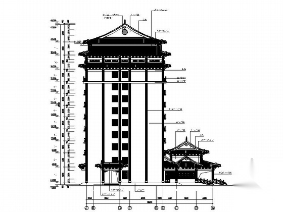 [广东]11层传统古典风格接待中心建筑施工图cad施工图下载【ID:167247140】