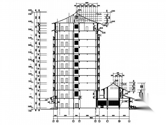 [广东]11层传统古典风格接待中心建筑施工图cad施工图下载【ID:167247140】