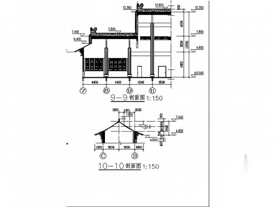 [广东]11层传统古典风格接待中心建筑施工图cad施工图下载【ID:167247140】