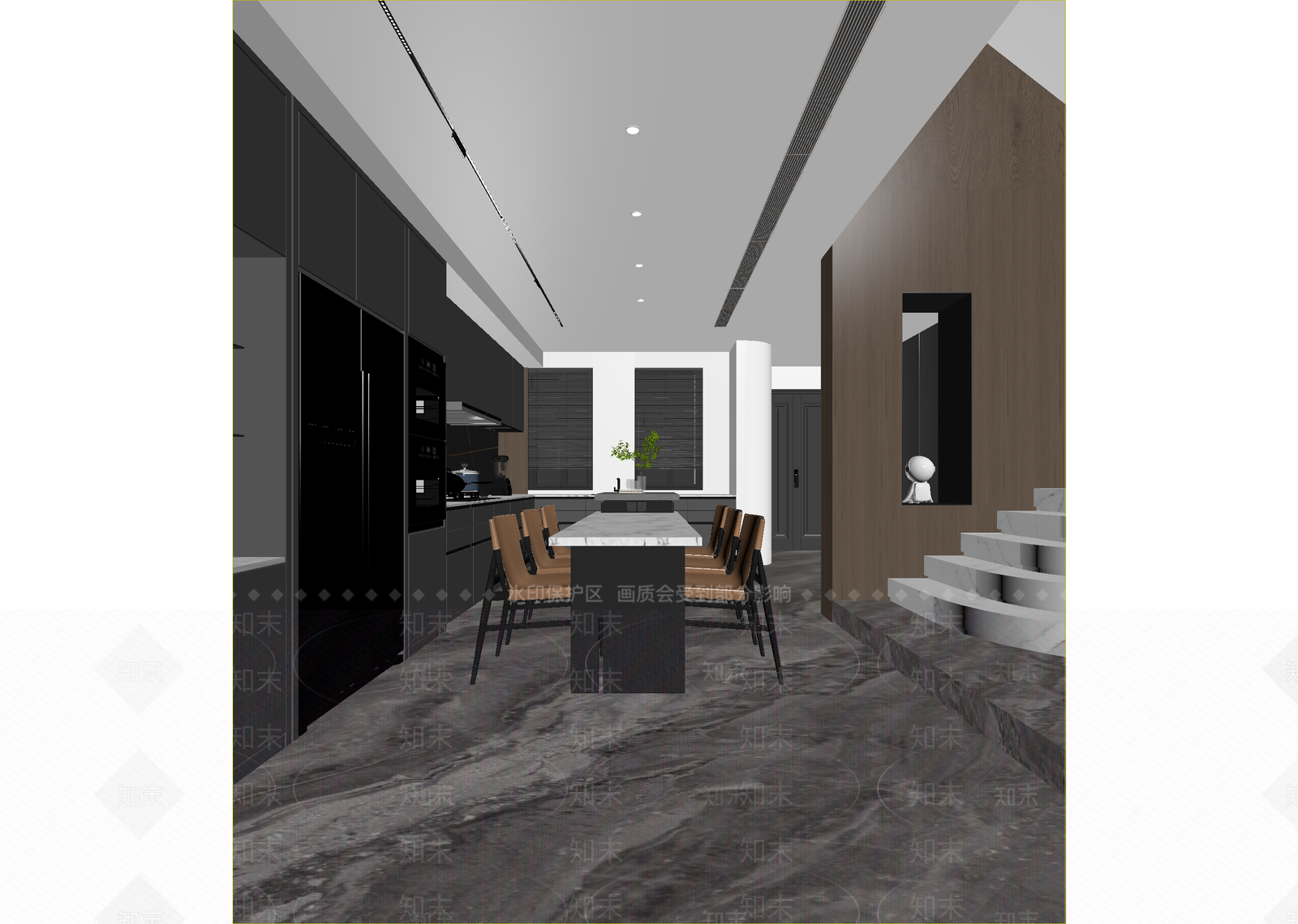 现代民宿大厅3D模型下载【ID:1215101709】