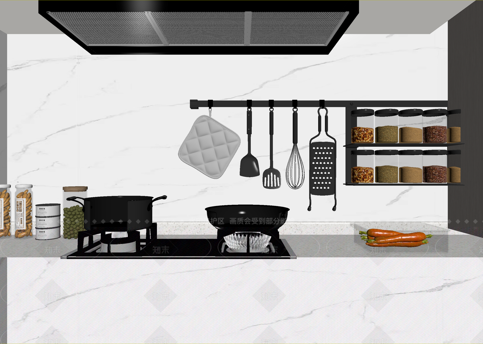 现代开放式厨房3D模型下载【ID:1214935980】