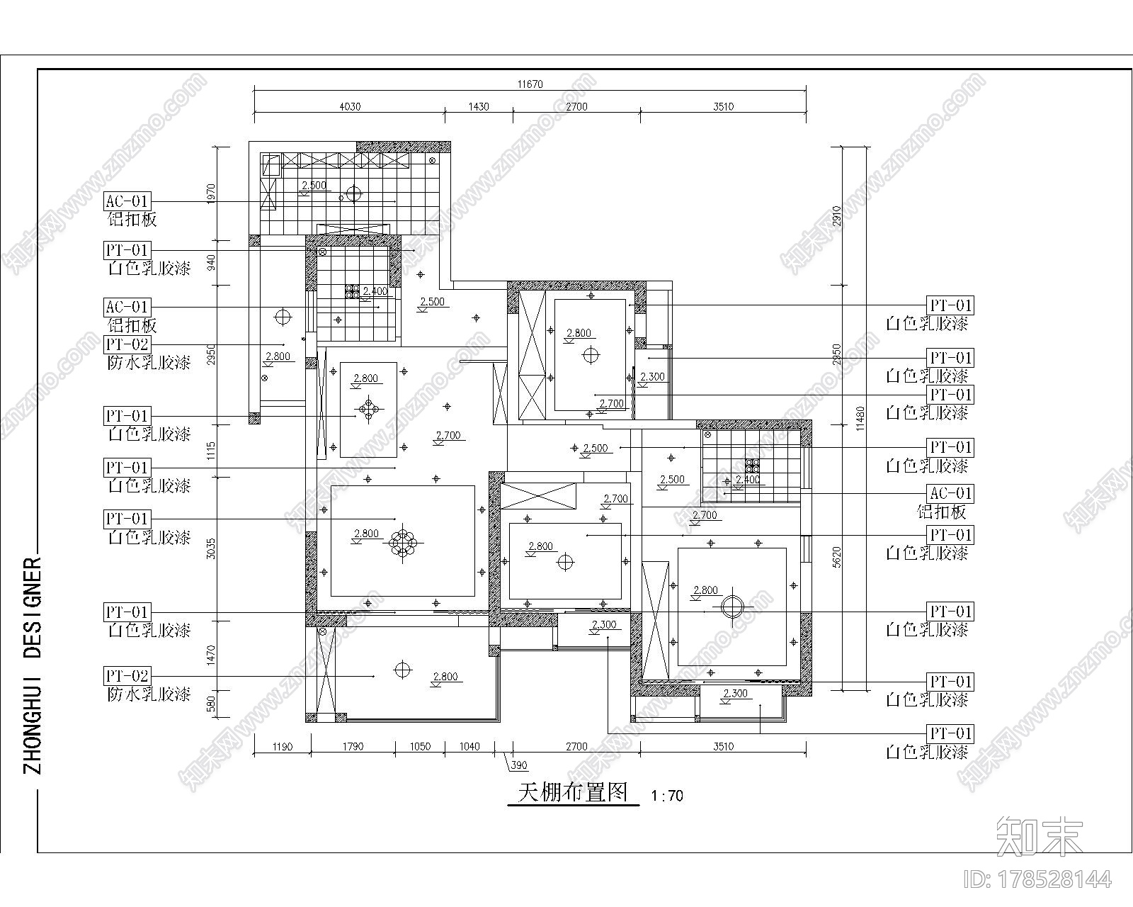 [原创]温馨现代简约2居室室内设计全套CAD施工图（含效果图）施工图下载【ID:178528144】