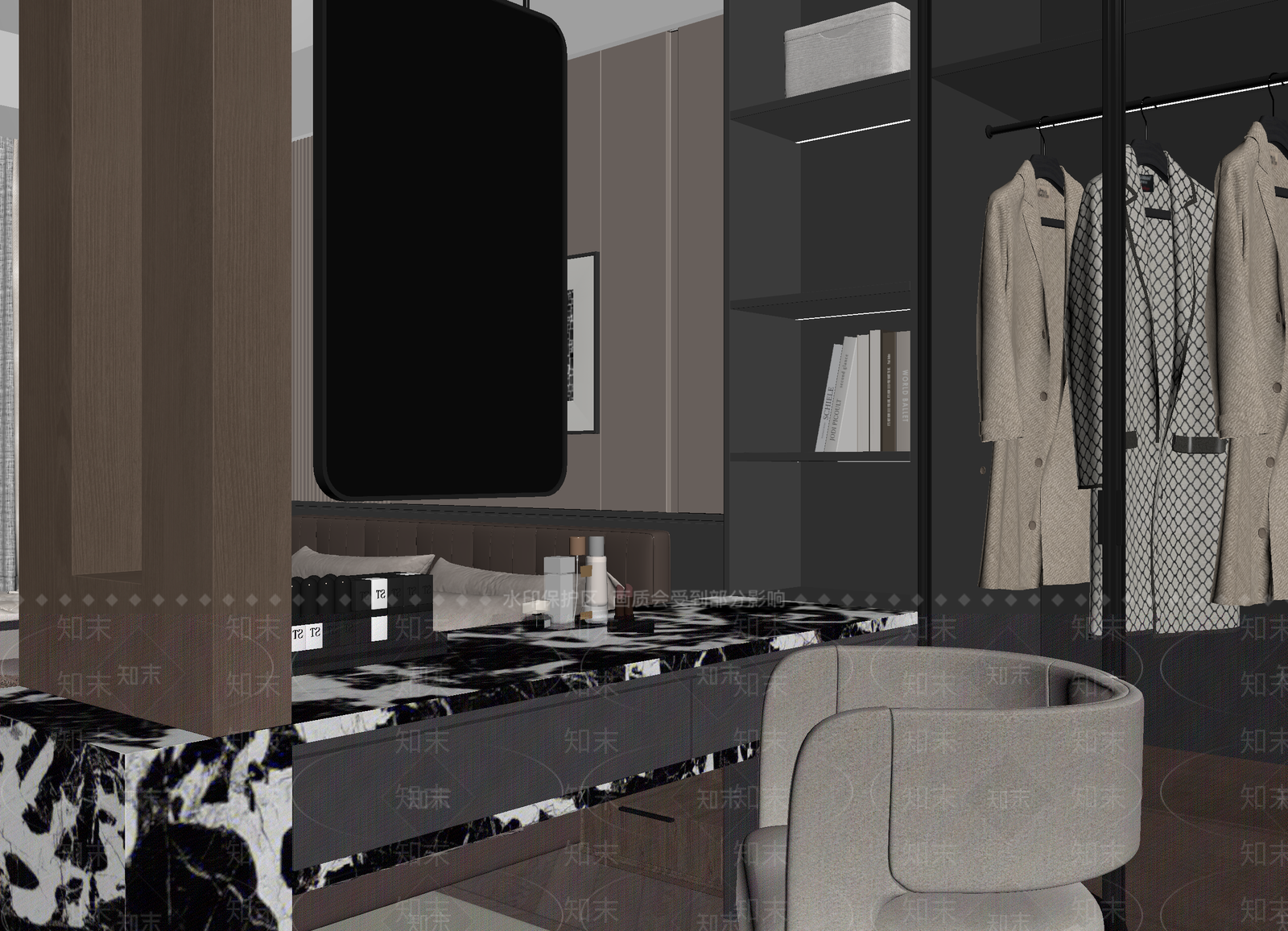 现代衣帽间3D模型下载【ID:1214714335】