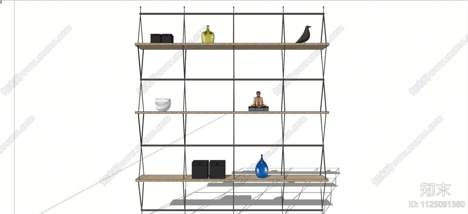 现代实木装饰架免费SU模型下载【ID:1125091380】
