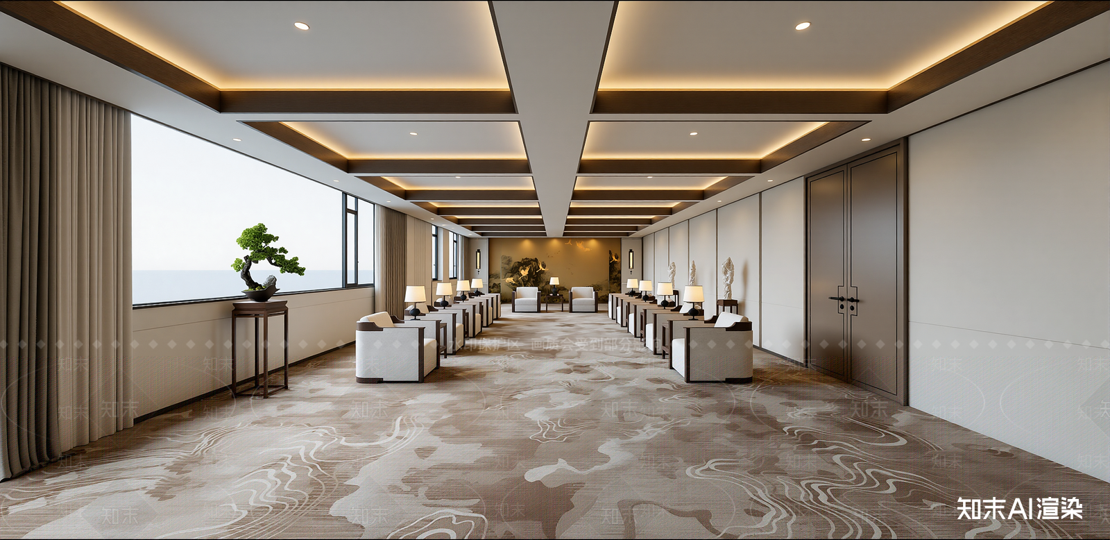 新中式会议室SU模型下载【ID:1216003644】