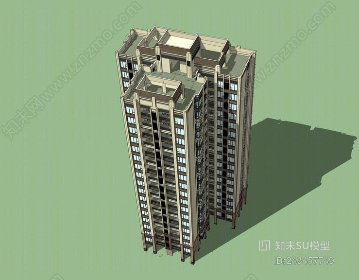 新古典高层住宅SU模型下载【ID:243457749】