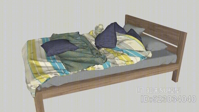 1凌乱的床SU模型下载【ID:523034040】