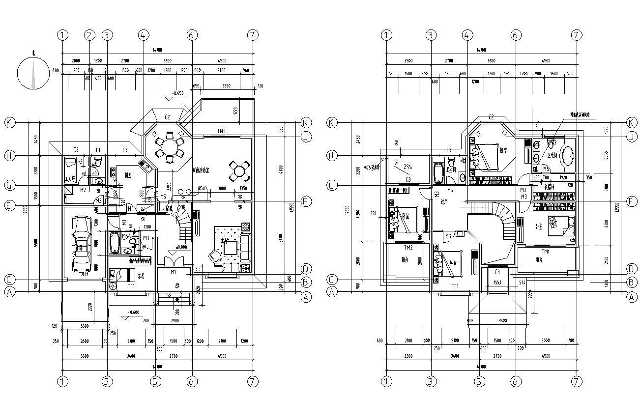 欧陆风格小康农居别墅建筑设计cad施工图下载【ID:149894187】