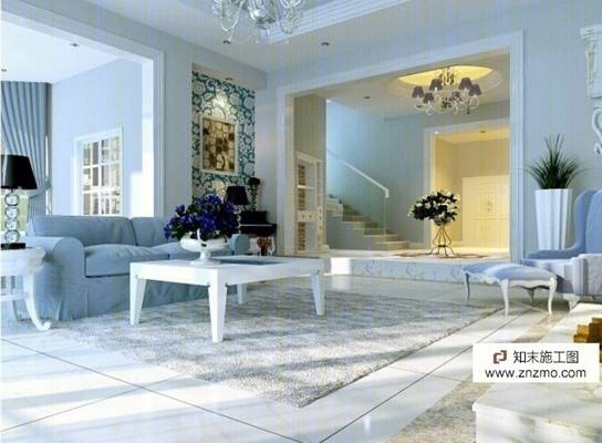 欧式别墅施工图加效果图施工图下载【ID:36932365】