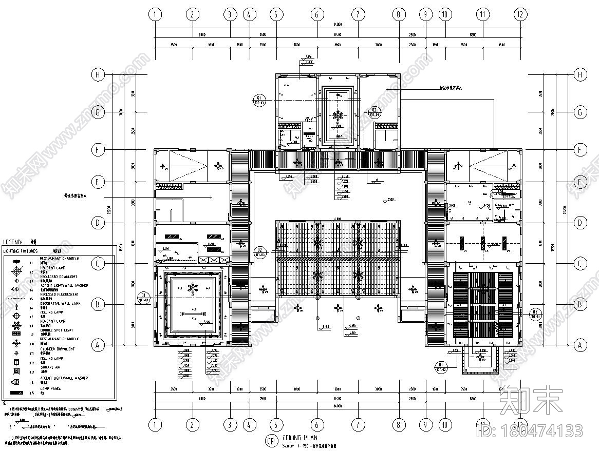 欧陆风格二居室130㎡住宅装修施工图设计施工图下载【ID:180474133】