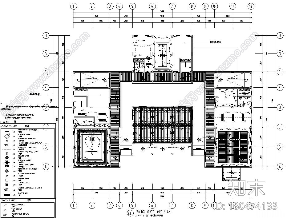 欧陆风格二居室130㎡住宅装修施工图设计施工图下载【ID:180474133】