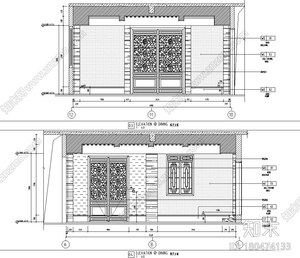 欧陆风格二居室130㎡住宅装修施工图设计施工图下载【ID:180474133】