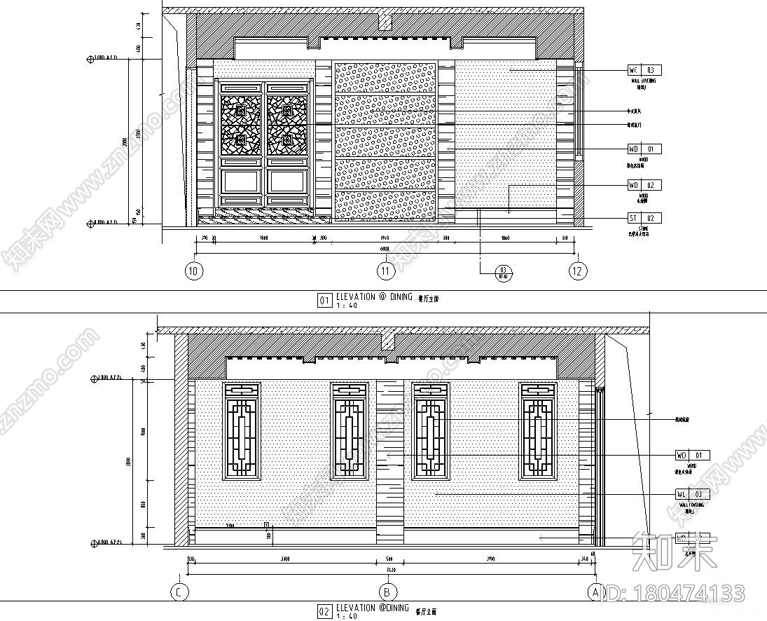 欧陆风格二居室130㎡住宅装修施工图设计施工图下载【ID:180474133】