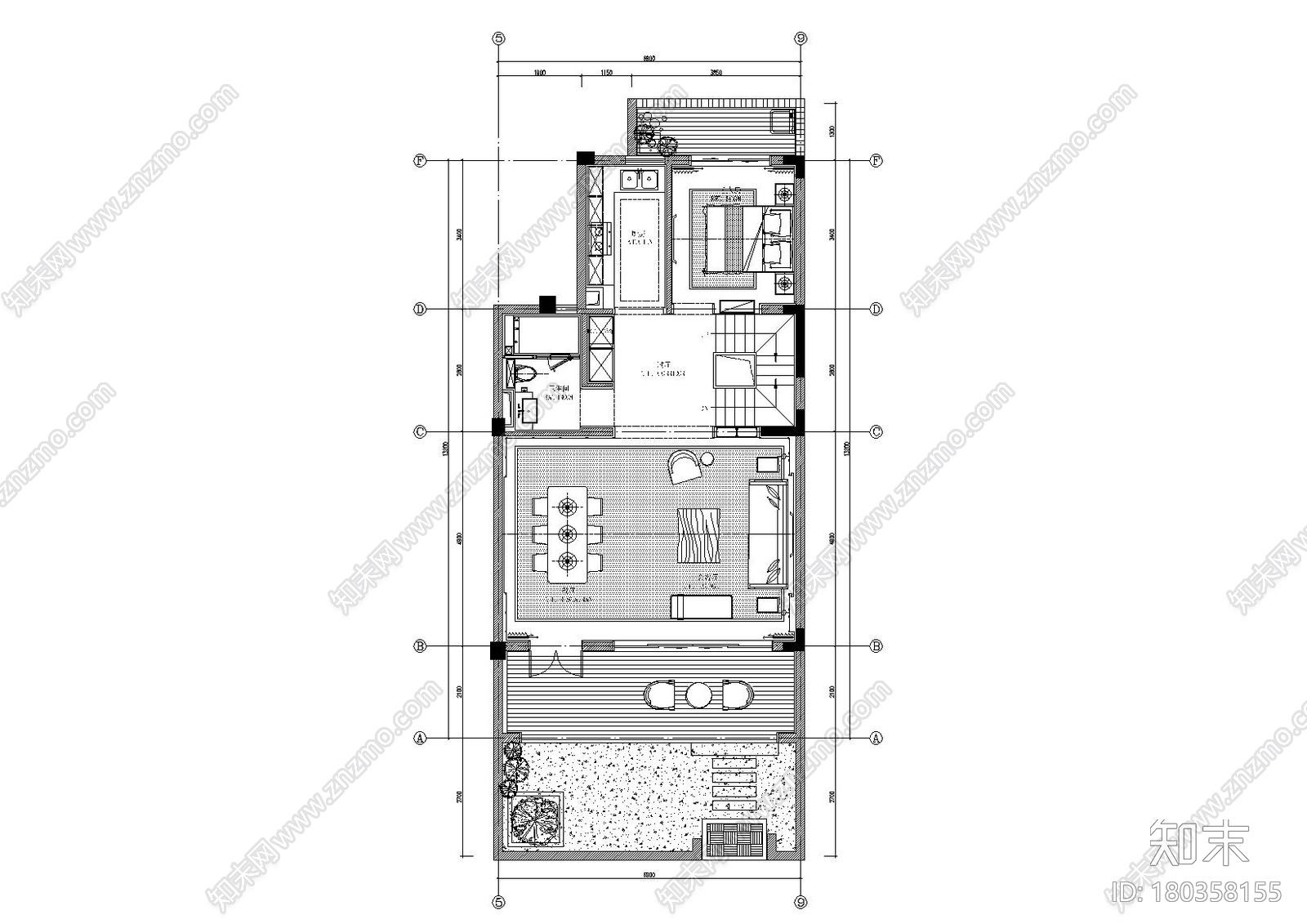 [江苏]苏州叠层别墅样板间施工图_附效果图cad施工图下载【ID:180358155】