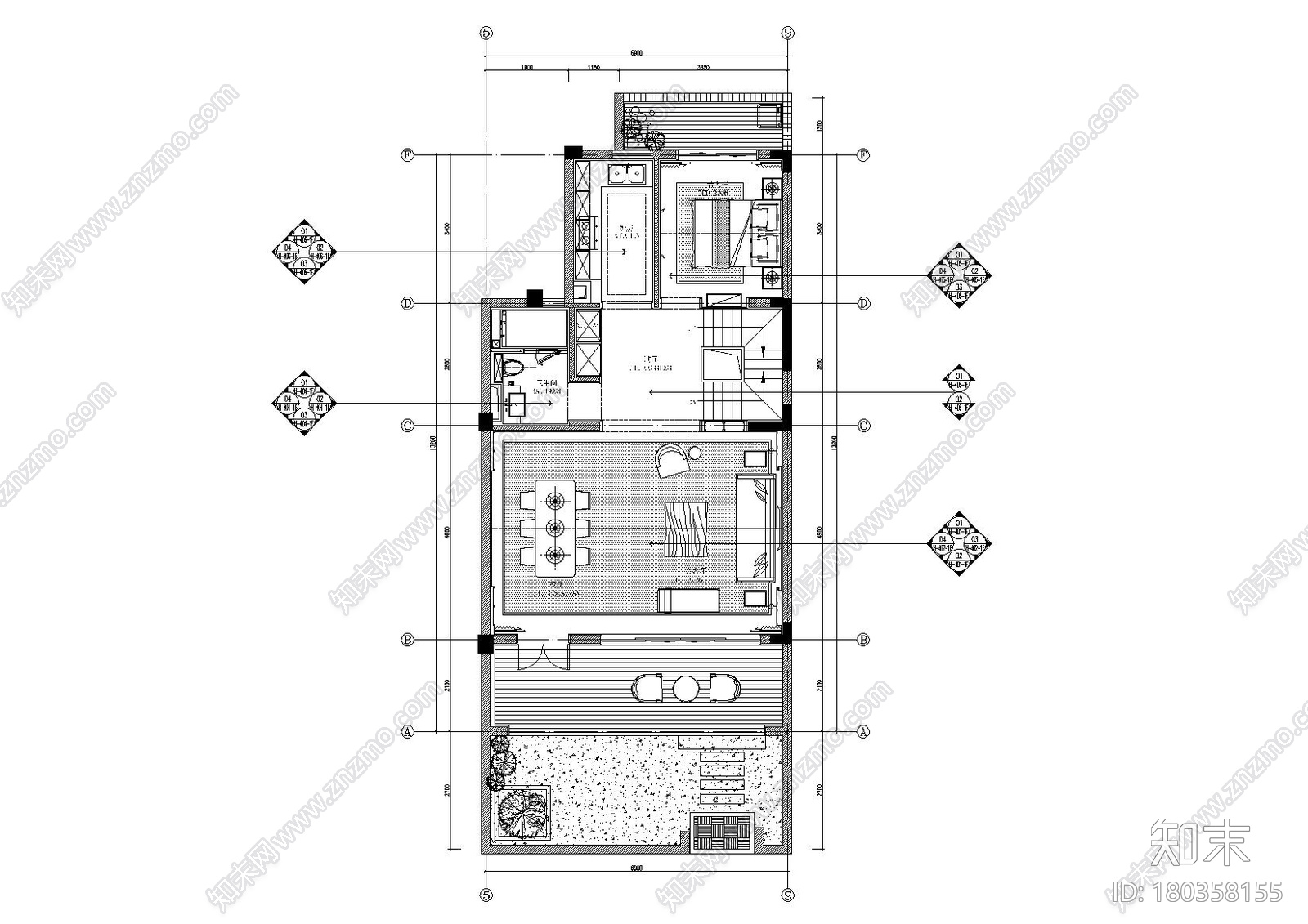 [江苏]苏州叠层别墅样板间施工图_附效果图cad施工图下载【ID:180358155】