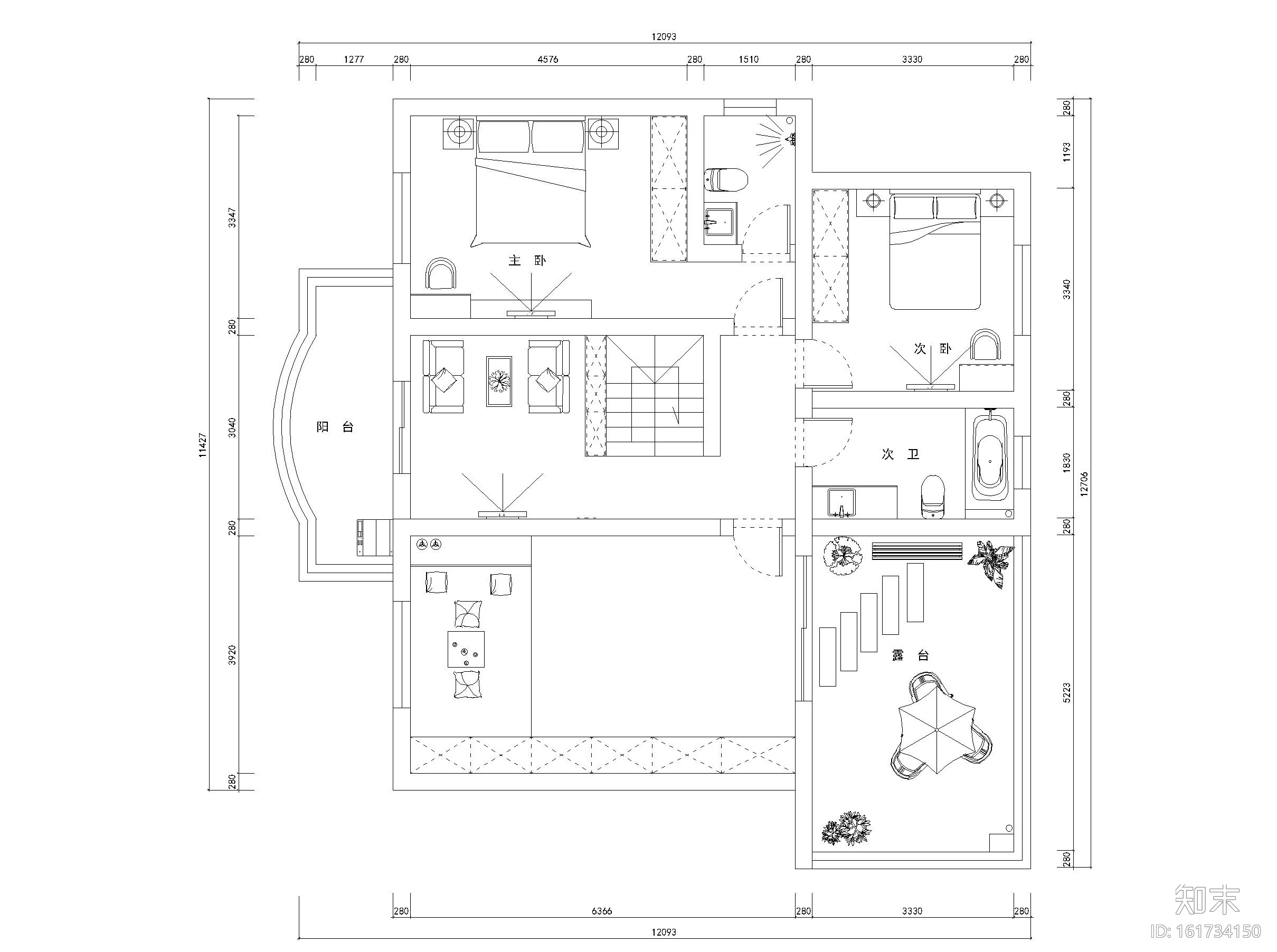 两层现代风格四居室住宅装修施工图+效果图cad施工图下载【ID:161734150】