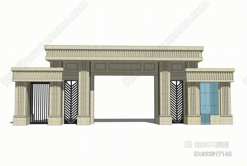 ARTDECO入口大门SU模型下载【ID:933817145】