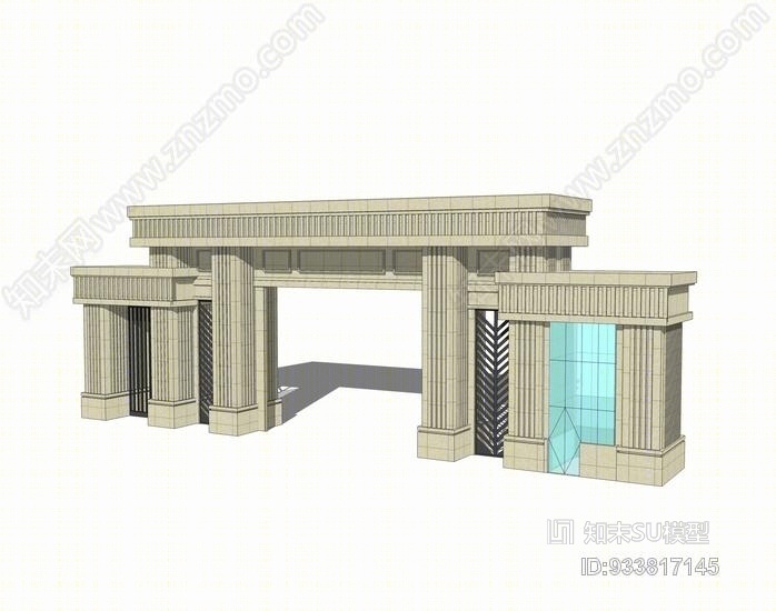 ARTDECO入口大门SU模型下载【ID:933817145】