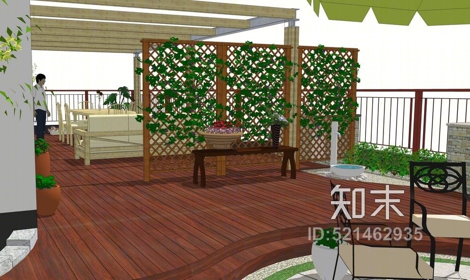 现代庭院景观SU模型下载【ID:521462935】