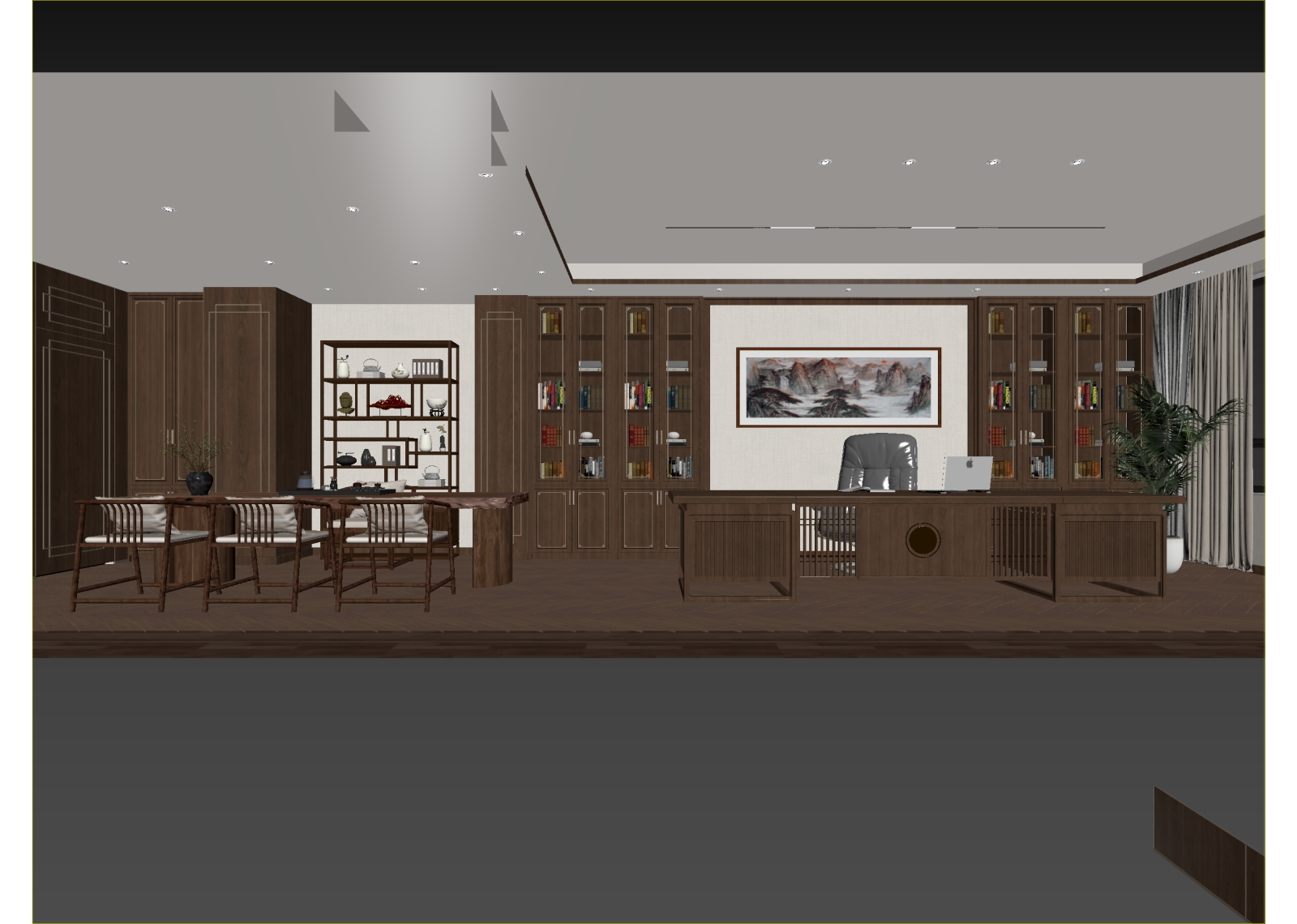 新中式办公室3D模型下载【ID:1215128510】