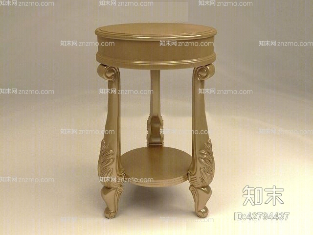 欧式新古典金色木艺凳子3D模型下载【ID:42794437】