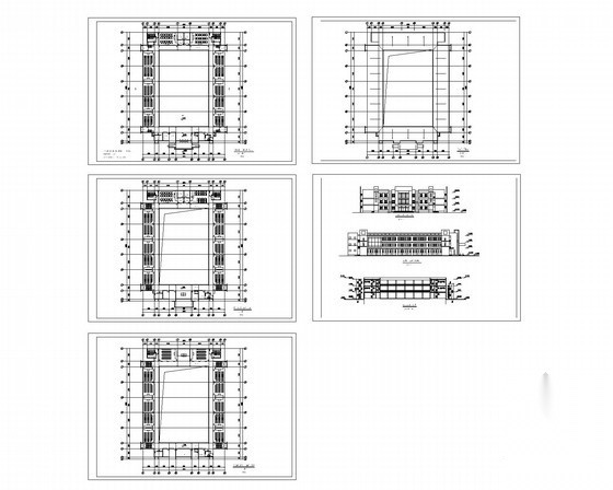 某中学三层三十二班教学楼建筑方案图（回字形）cad施工图下载【ID:164863161】