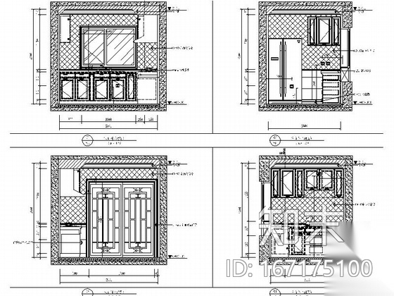 [武汉]都市核心区法式三居室样板间装修图cad施工图下载【ID:167175100】