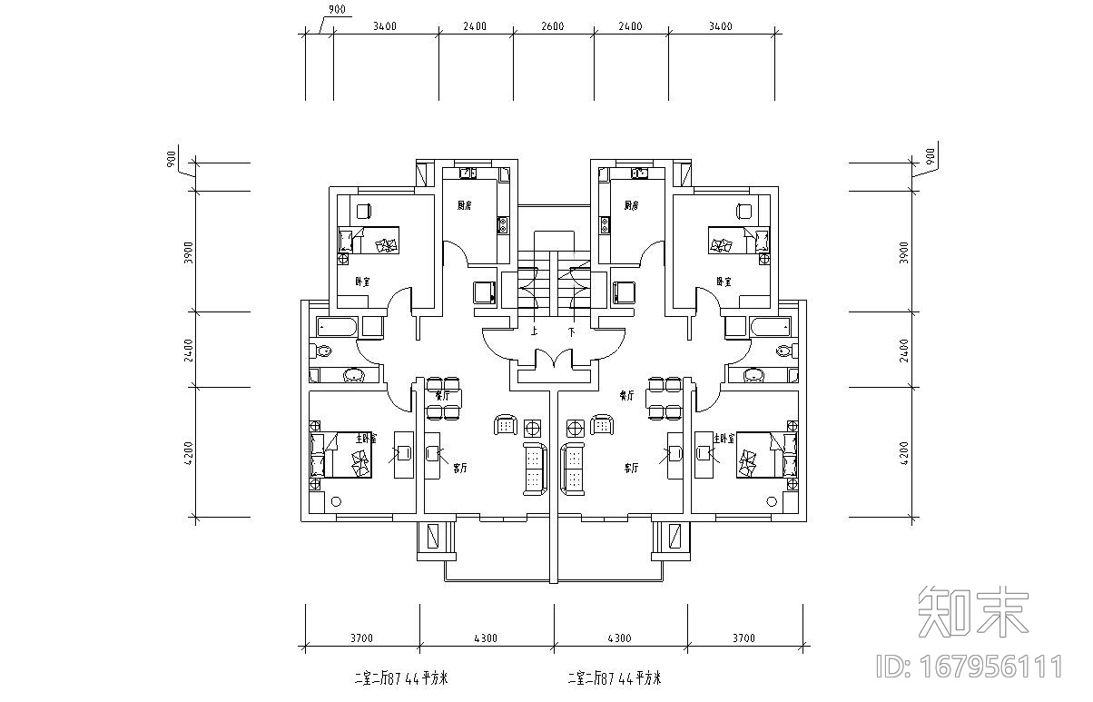 32个住宅户型平面图设计图施工图下载【ID:167956111】