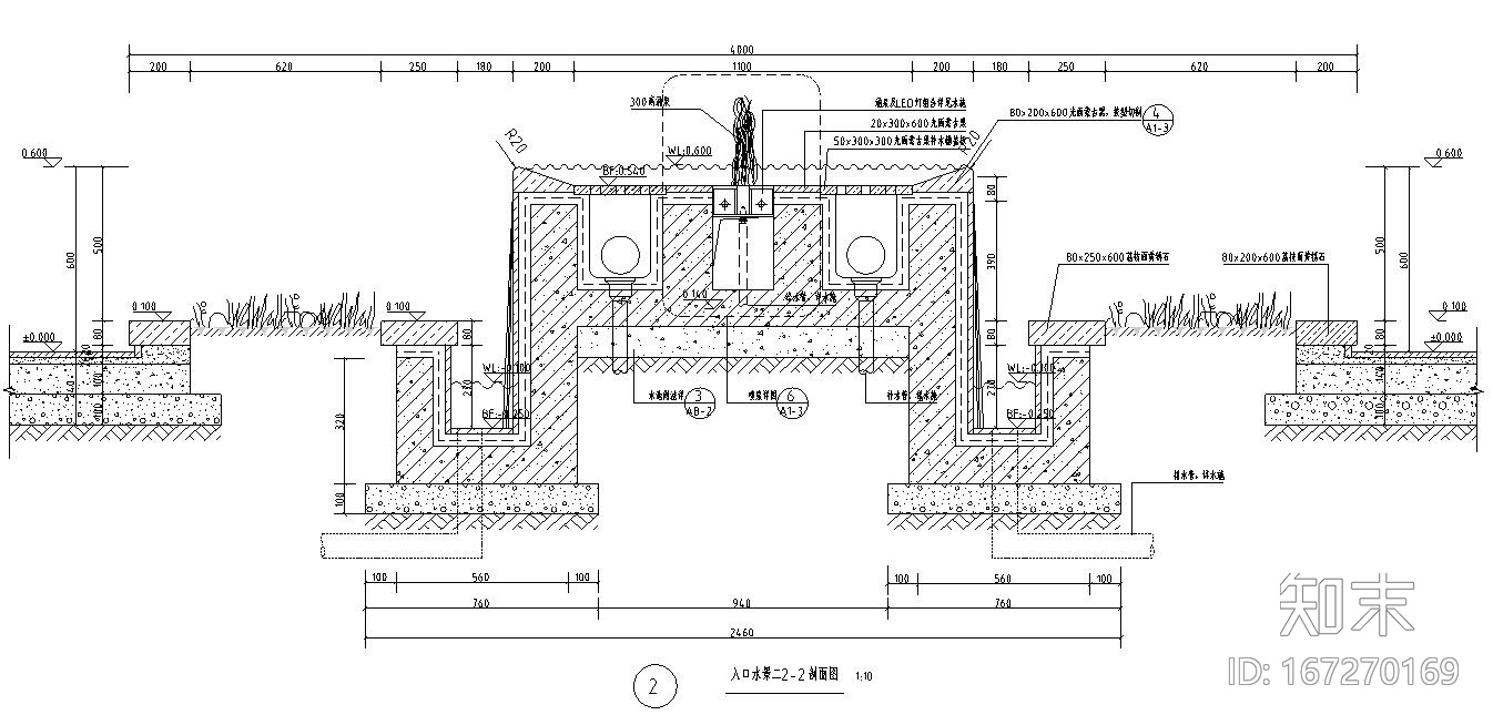 时代典雅住宅入口水景施工图cad施工图下载【ID:167270169】