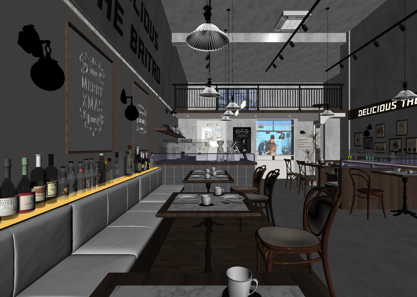 美式咖啡厅3D模型下载【ID:1214412256】