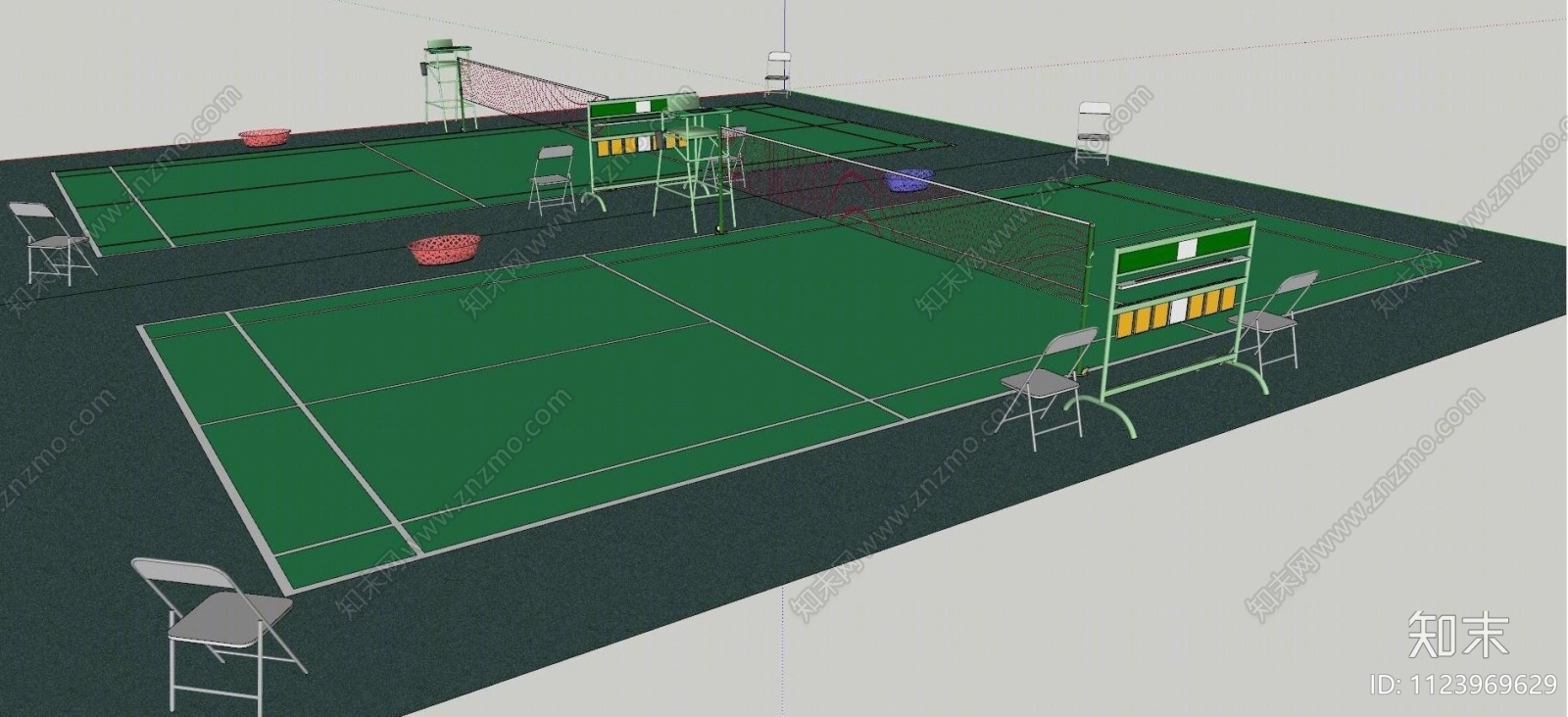 现代羽毛球场SU模型下载【ID:1123969629】