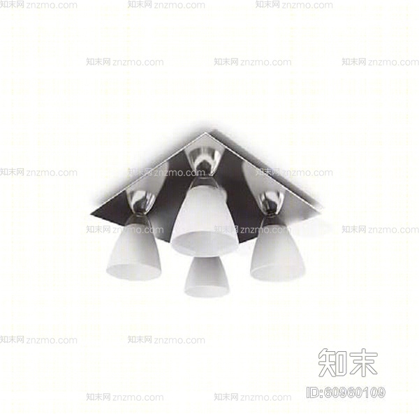 现代白色玻璃吸顶灯3D模型下载【ID:60960109】